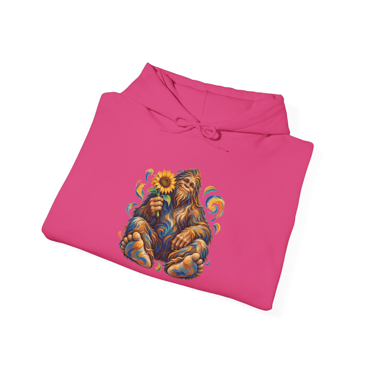 Sunflower Rest with a Shaggy Bigfoot Pullover Hoodie