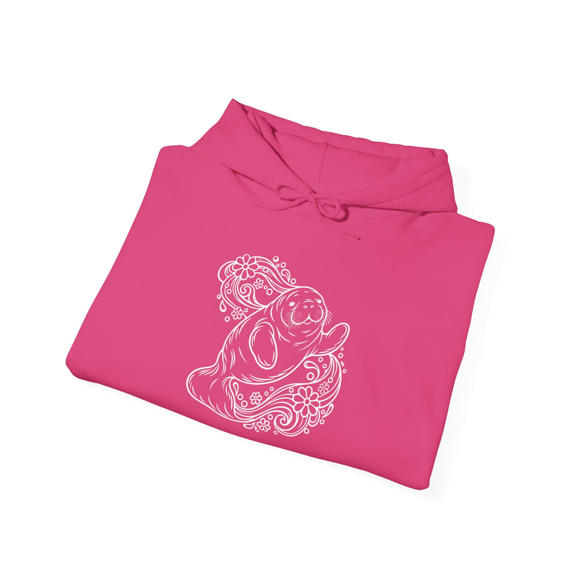 Groovy Manatee in Psychedelic Waves Pullover Hoodie