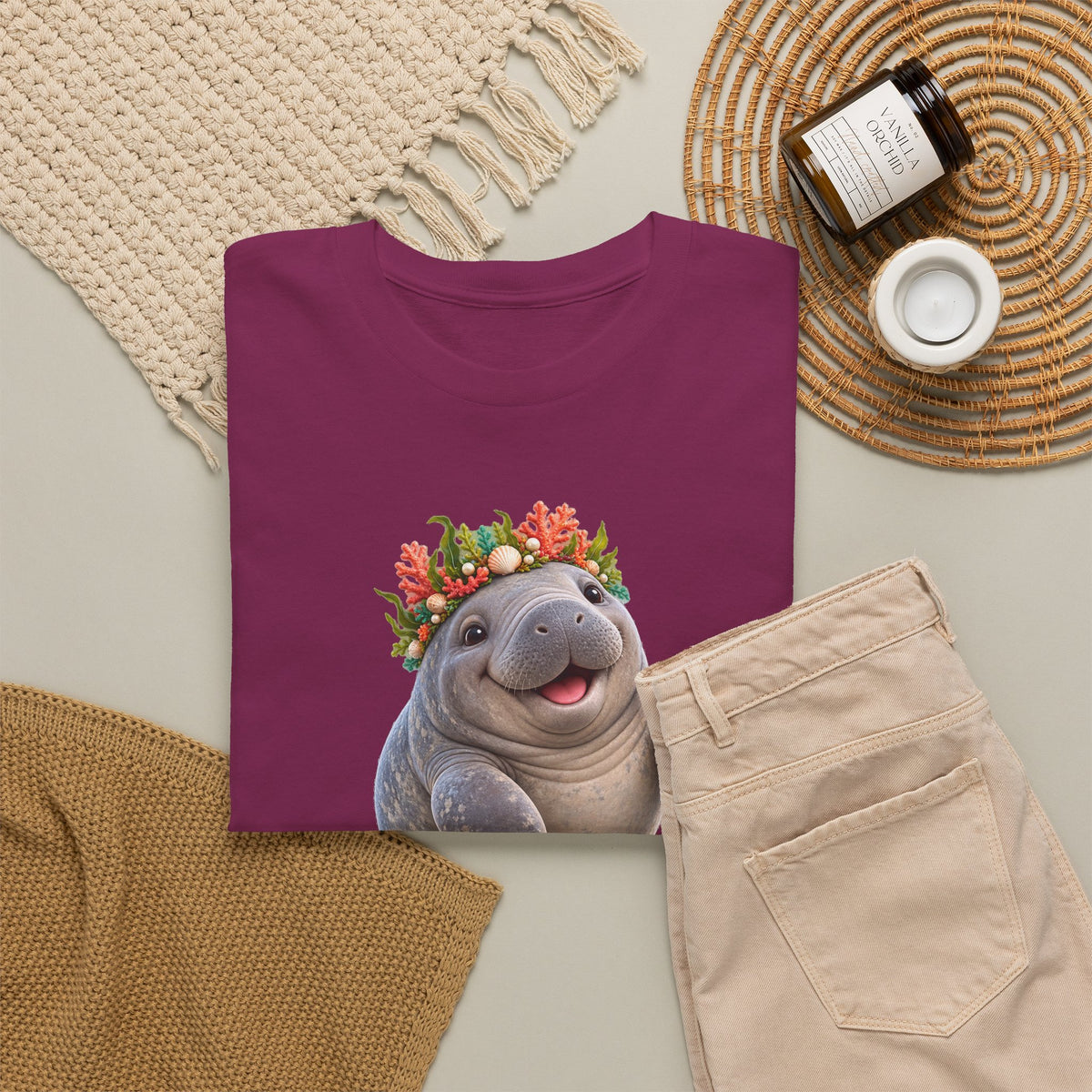 Cheerful Coral Crown Manatee T-Shirt