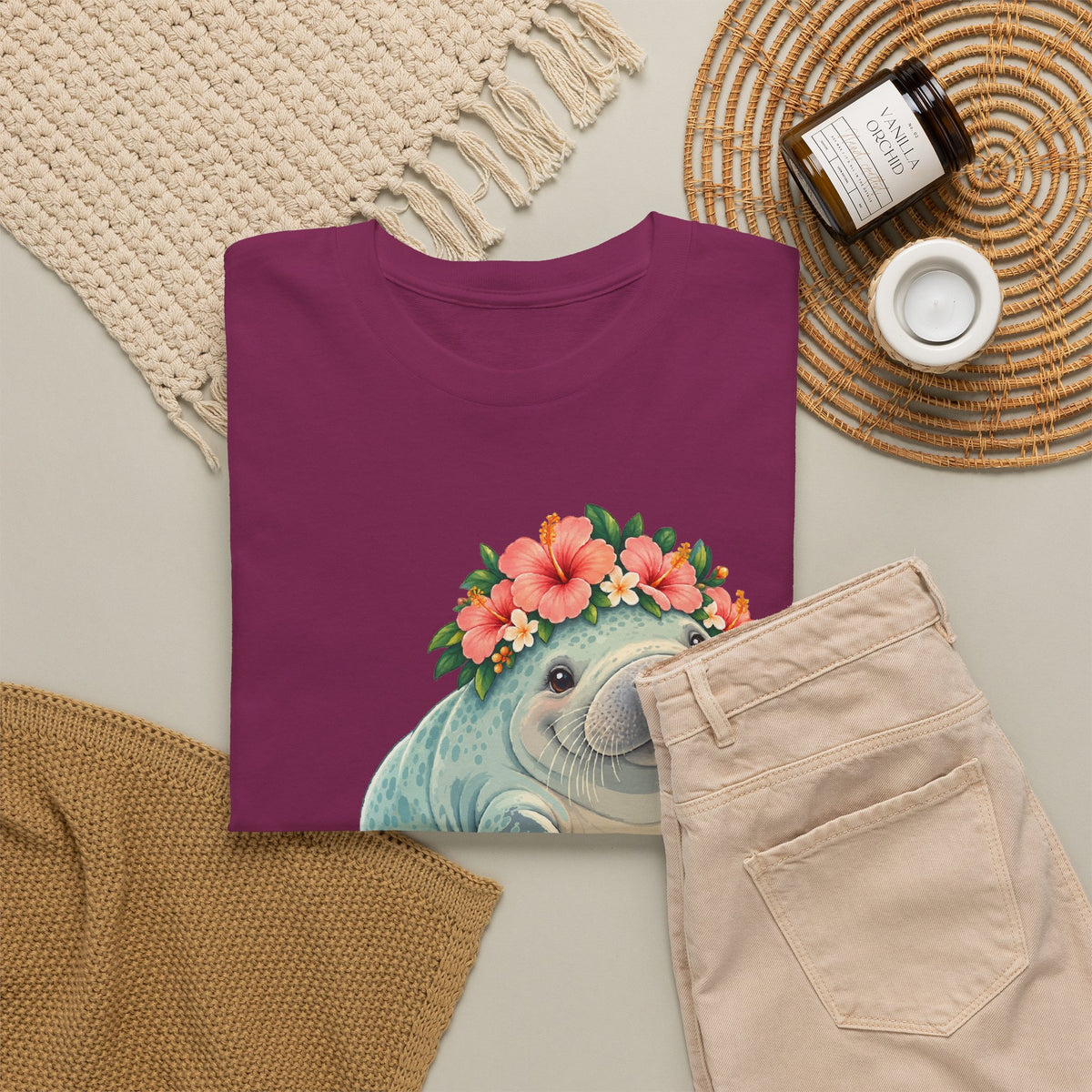 Chubby Mermaid Flower Crown Manatee T-Shirt