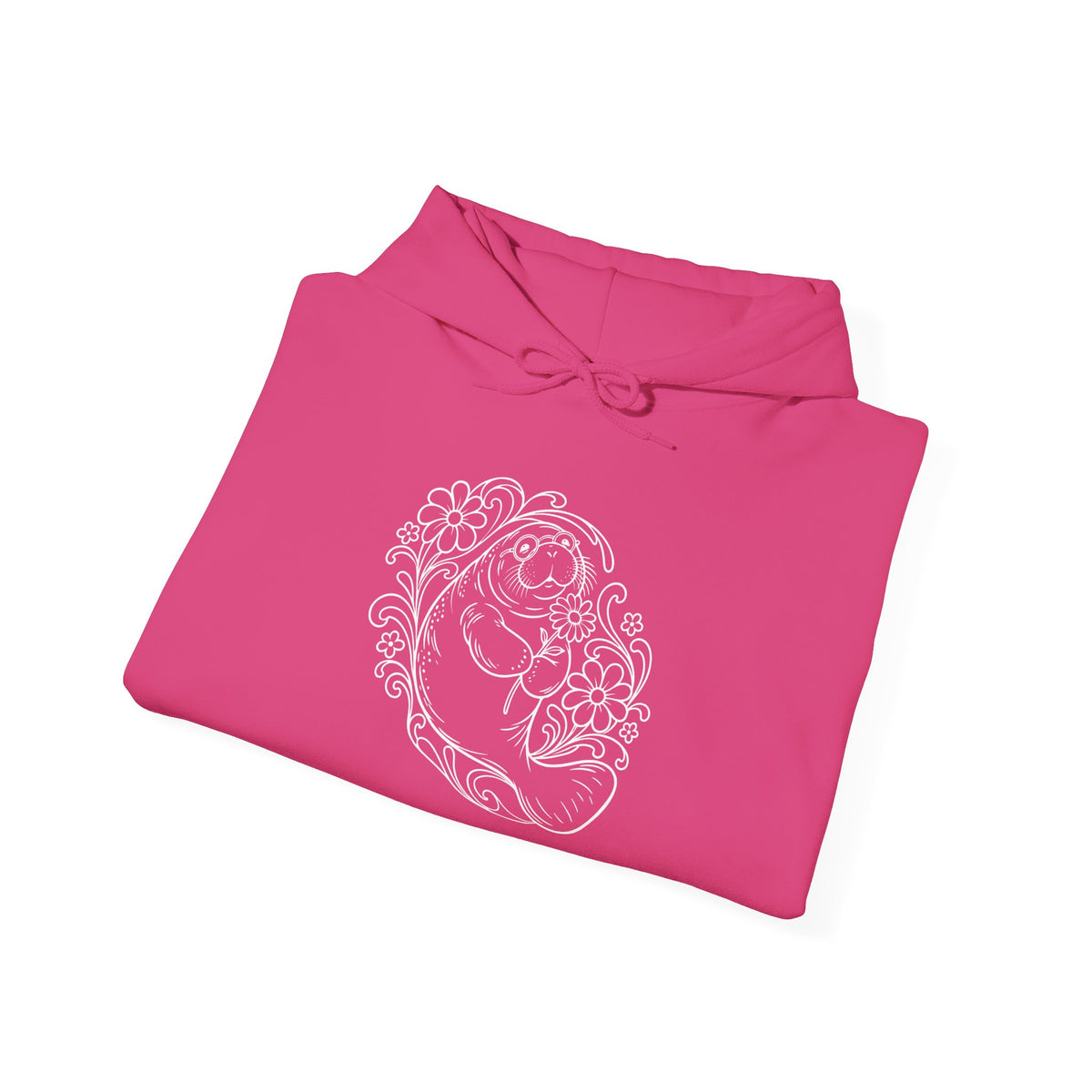 Groovy Spectacled Manatee with Daisy Pullover Hoodie