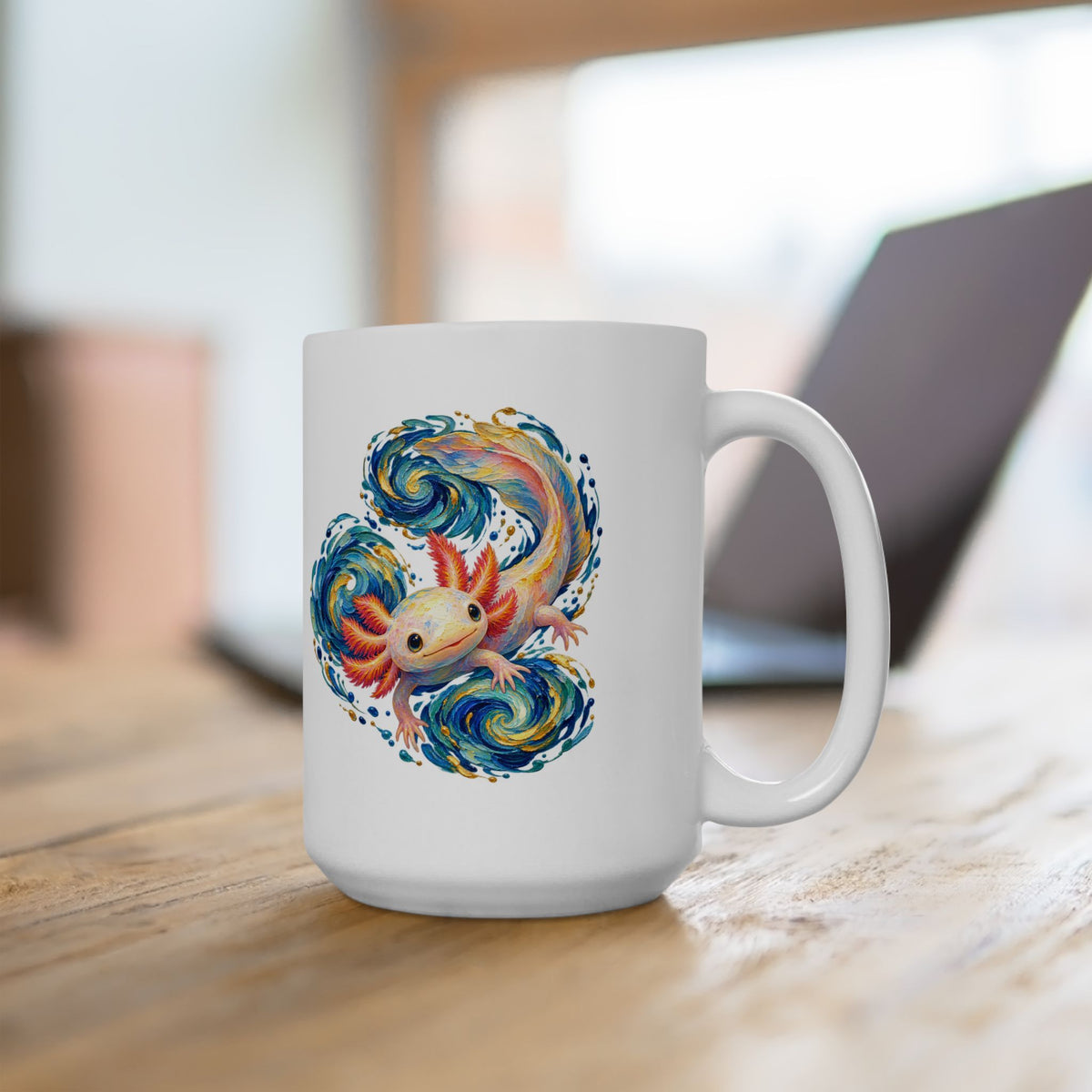 Swirling Axolotl in Turquoise Currents Mug