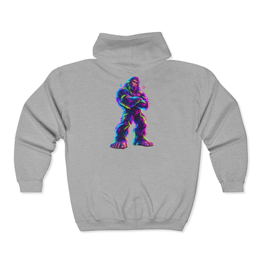 Neon Sasquatch with Star Sparks Zip-Up Hoodie