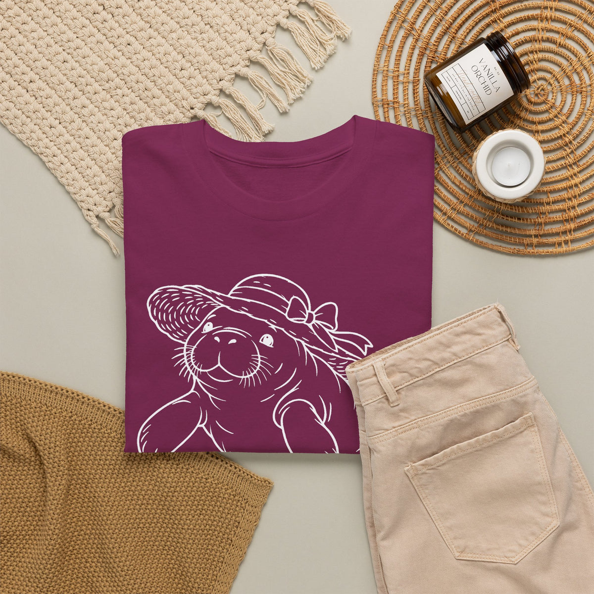 Chubby Mermaid Sunhat Sea Cow Manatee T-Shirt