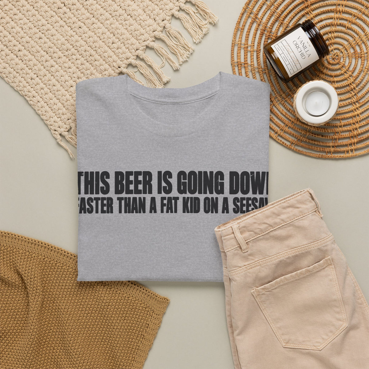 Beer and Seesaw — Words Only – Gildan 5000 T-Shirt | 152a-v2