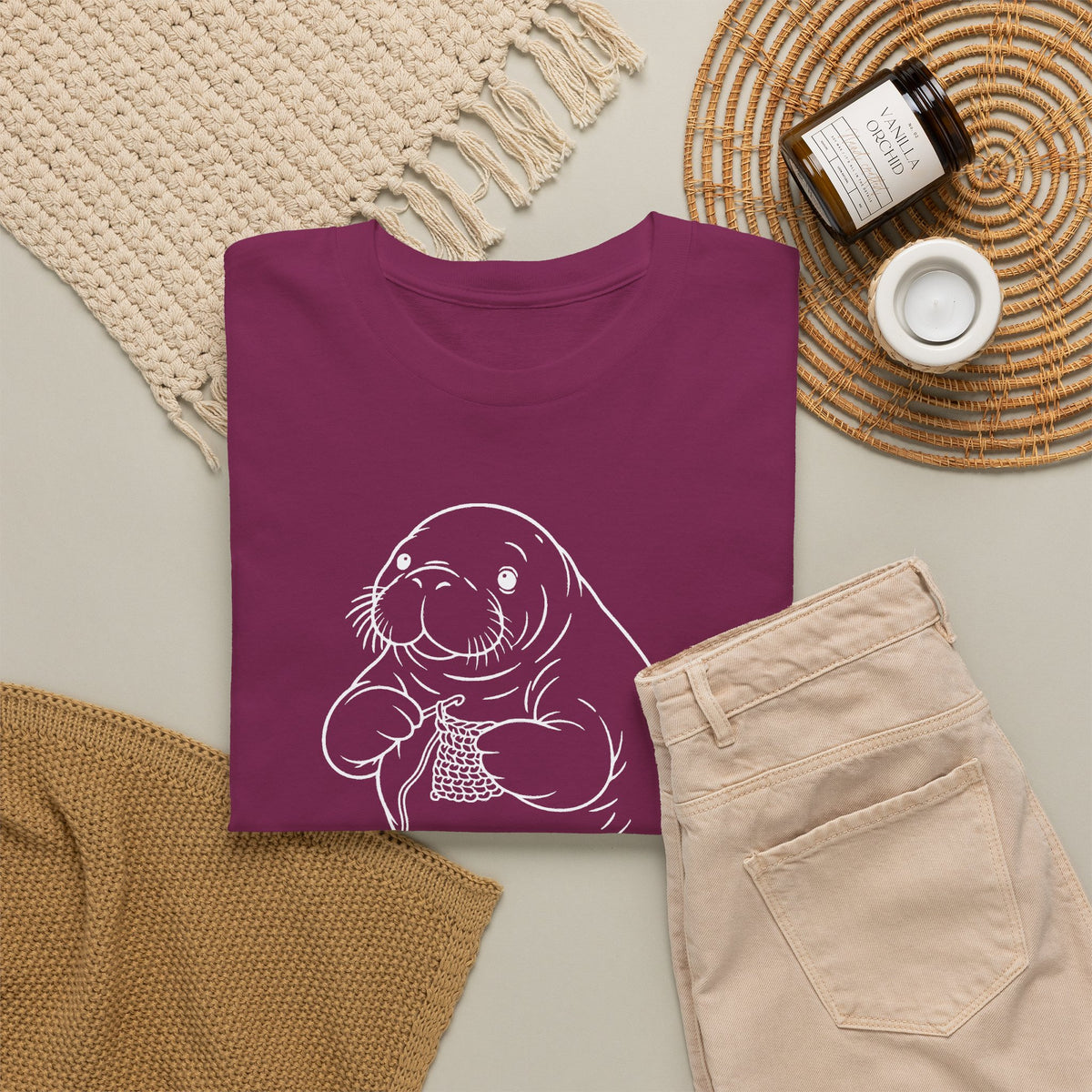 Chubby Mermaid Coastal Crochet Manatee T-Shirt