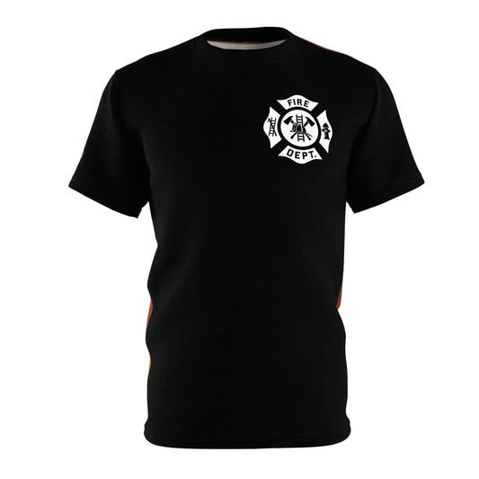 Firefighter Silhouette & Flag All-Over Print T-Shirt