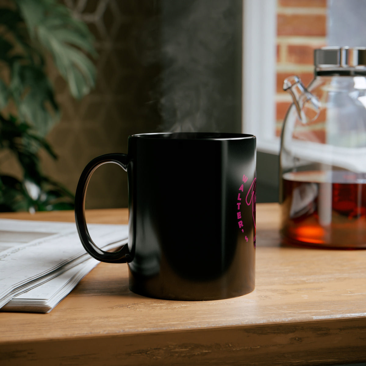 Walter Pink Face Black Ceramic Mug | 11 oz