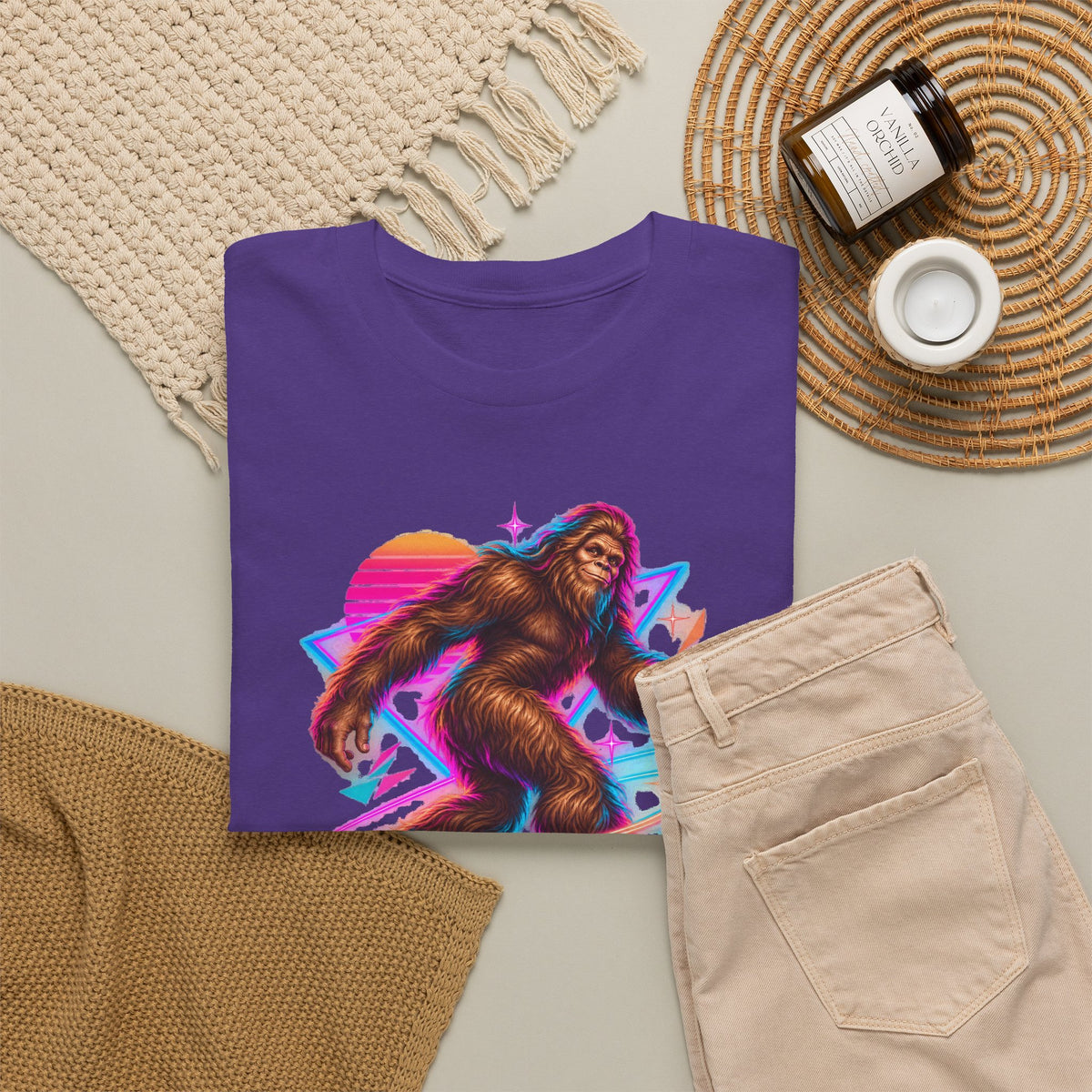 Neon Bigfoot on Roller Skates T-Shirt