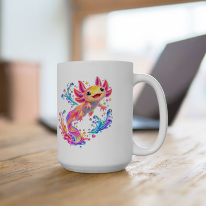 Prismatic axolotl splash leap Mug