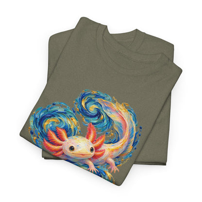 Swirling Axolotl in Turquoise Currents T-Shirt