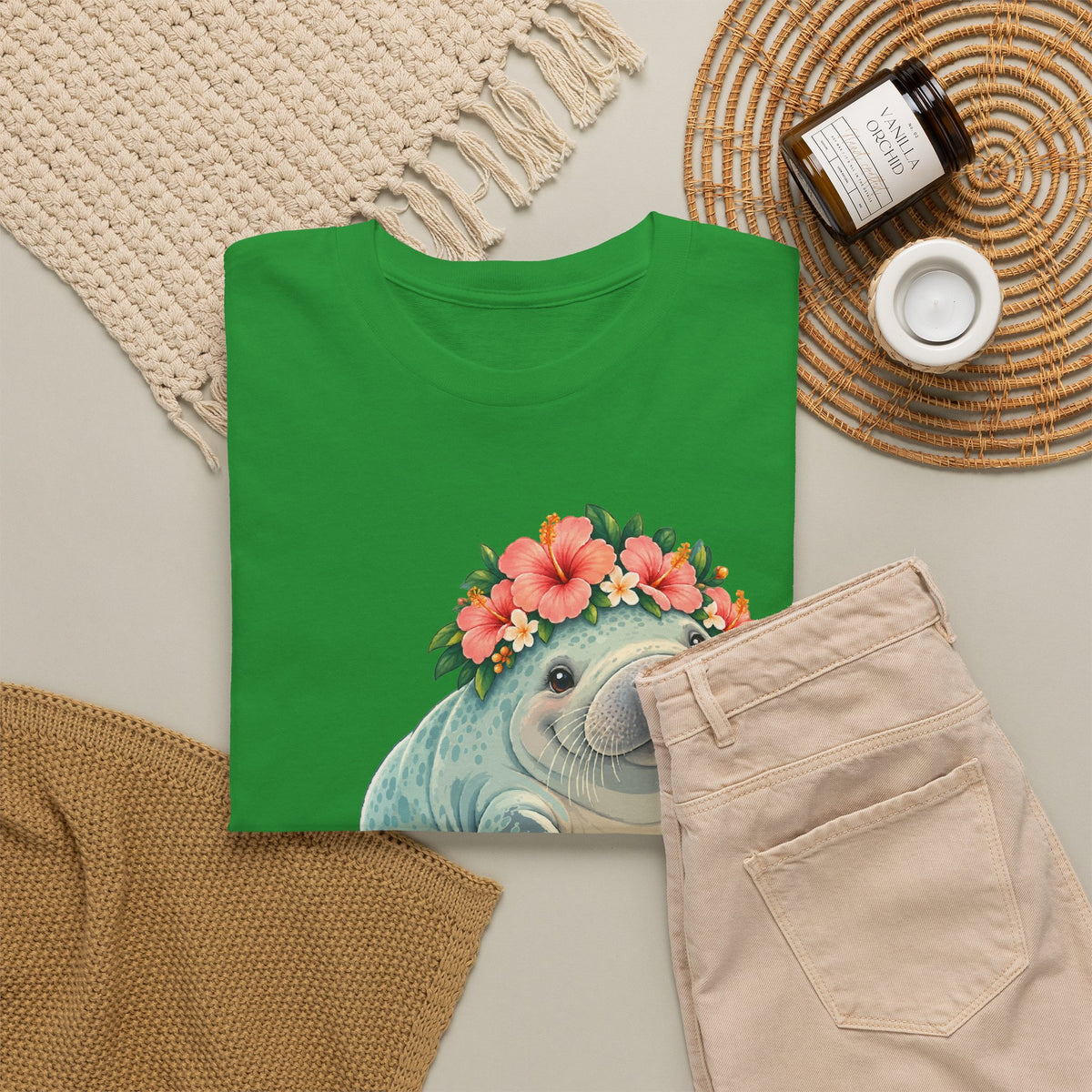 Chubby Mermaid Flower Crown Manatee T-Shirt