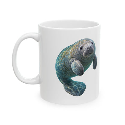 Curled Manatee in Turquoise Light Mug