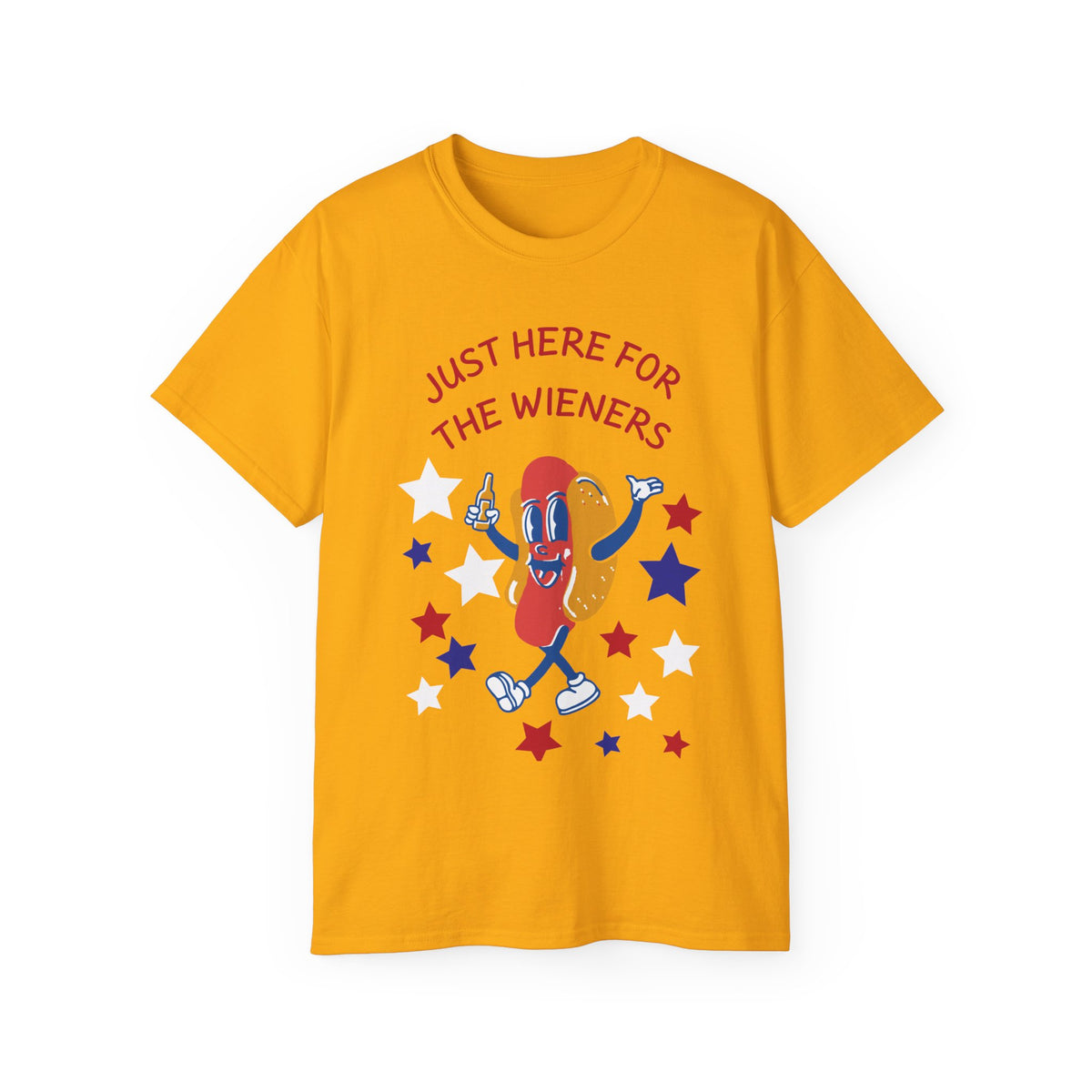 Just Here for the Wieners T-Shirt | Funny BBQ Hot Dog Tee