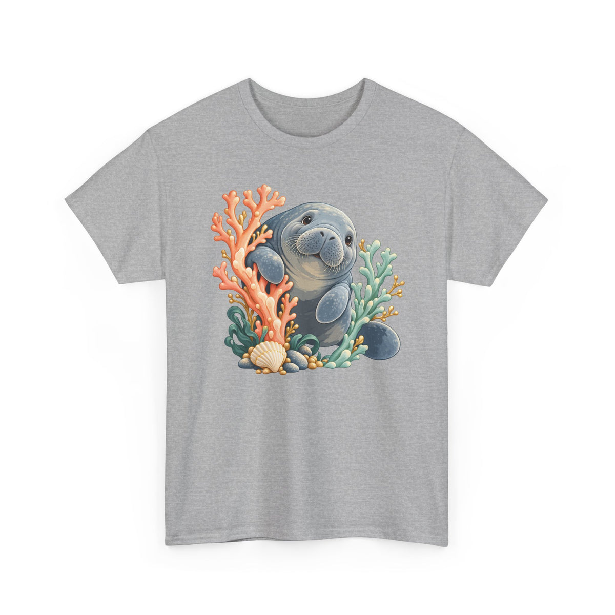 Chubby Mermaid Coral Curiosity Manatee T-Shirt