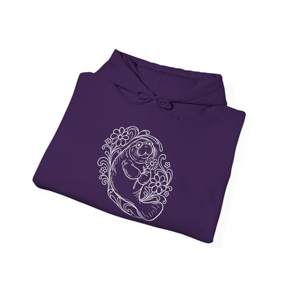 Groovy Spectacled Manatee with Daisy Pullover Hoodie