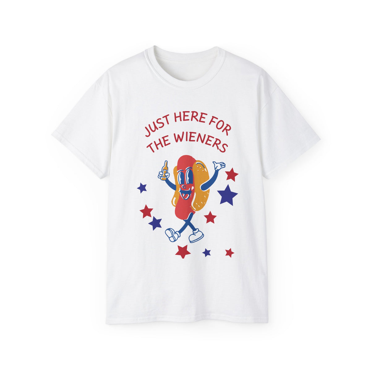Just Here for the Wieners T-Shirt | Funny BBQ Hot Dog Tee