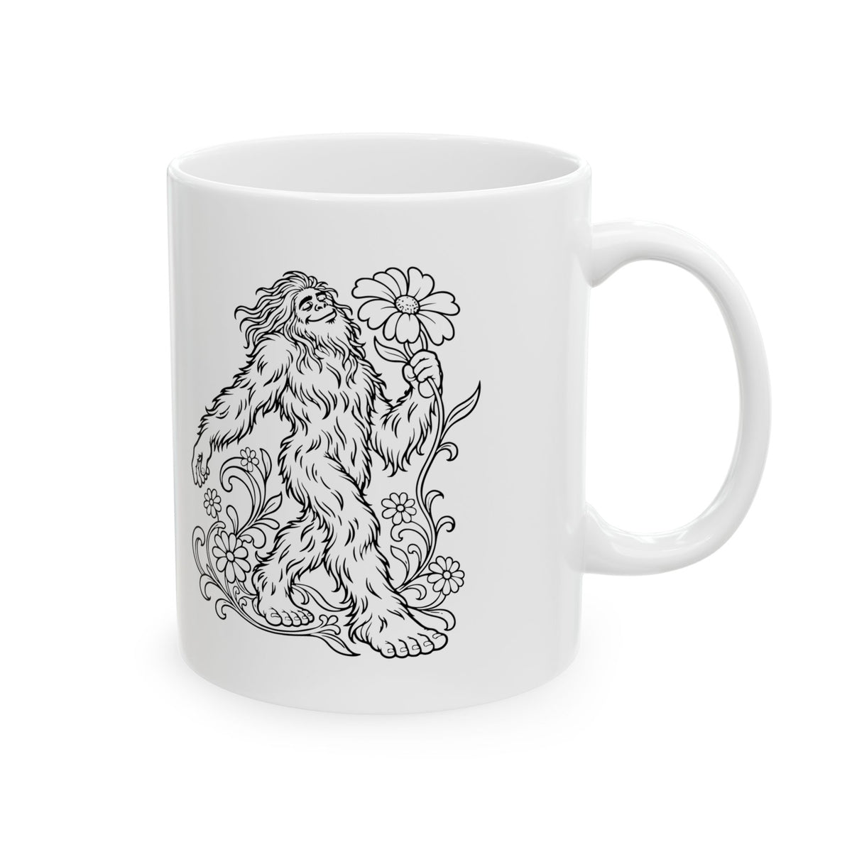 Swaying Sasquatch with a Flower Mug