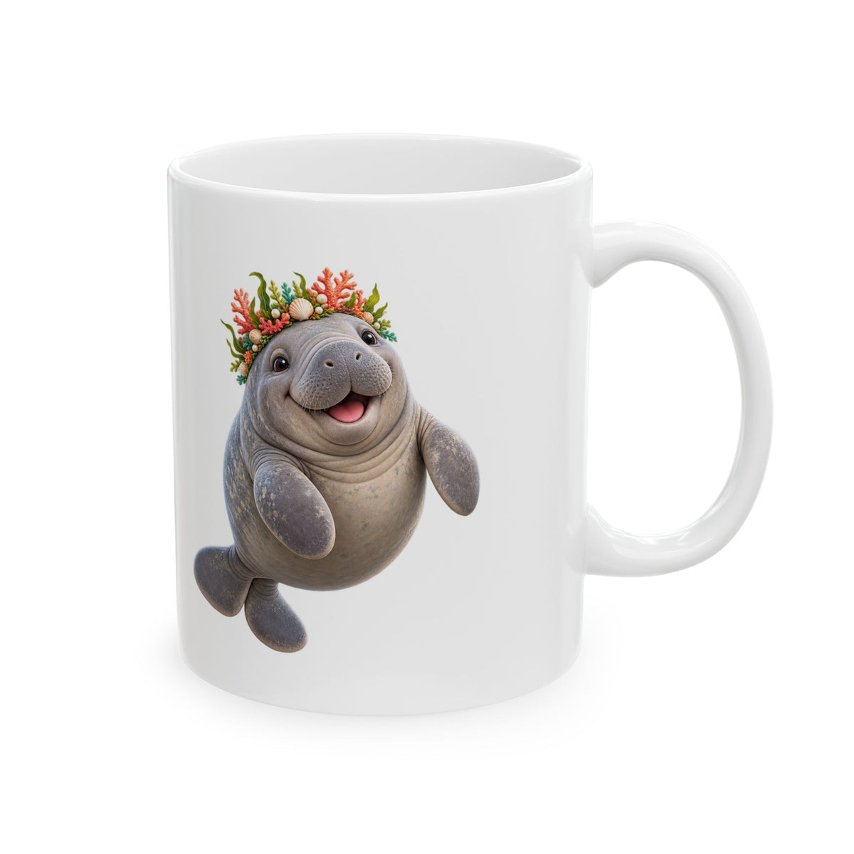 Cheerful Coral Crown Manatee Mug