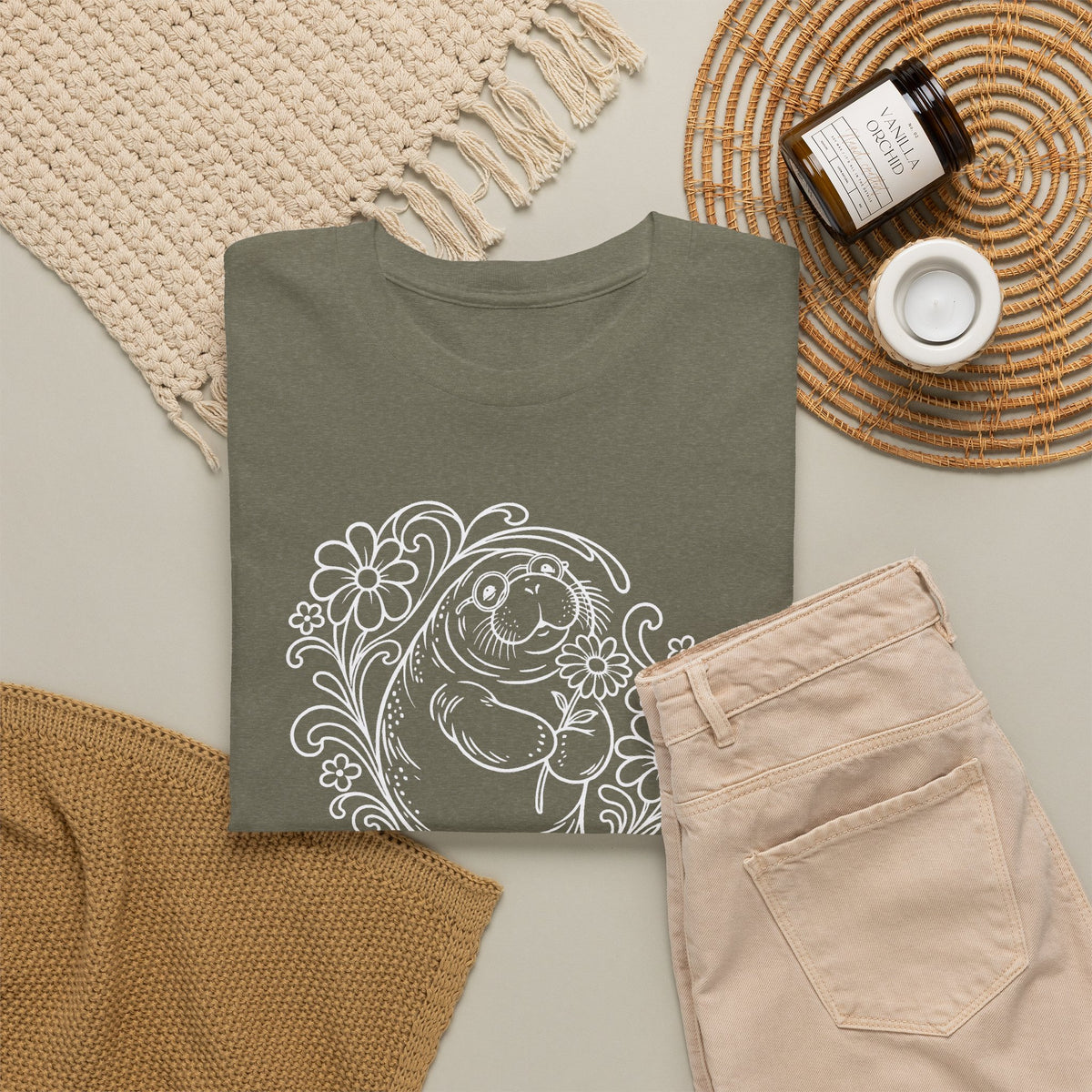 Groovy Spectacled Manatee with Daisy T-Shirt