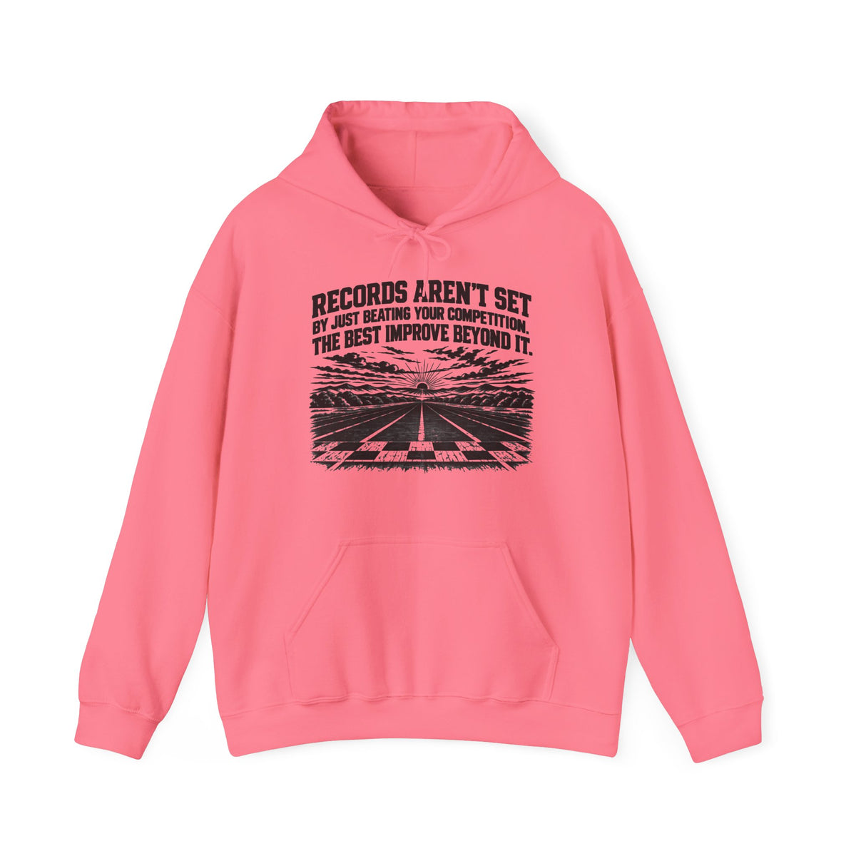 Beyond the Competition – Safety Green/Pink Gildan 18500 Hoodie | 047a