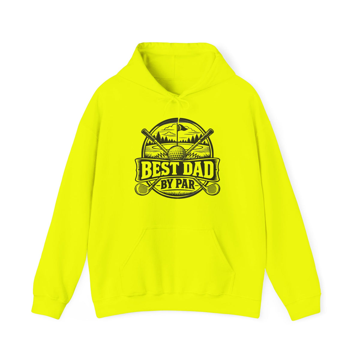 Best Dad by Par – One-Color – Safety Green/Pink Gildan 18500 Hoodie | 042a