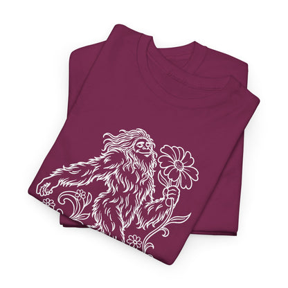 Swaying Sasquatch with a Flower T-Shirt