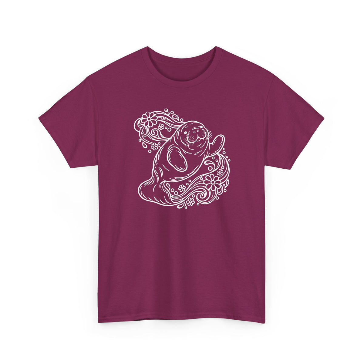 Groovy Manatee in Psychedelic Waves T-Shirt