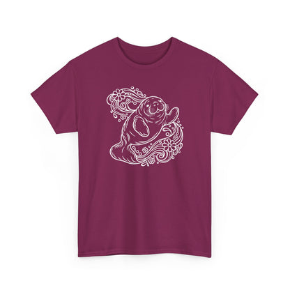 Groovy Manatee in Psychedelic Waves T-Shirt