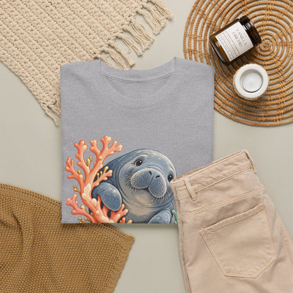 Chubby Mermaid Coral Curiosity Manatee T-Shirt