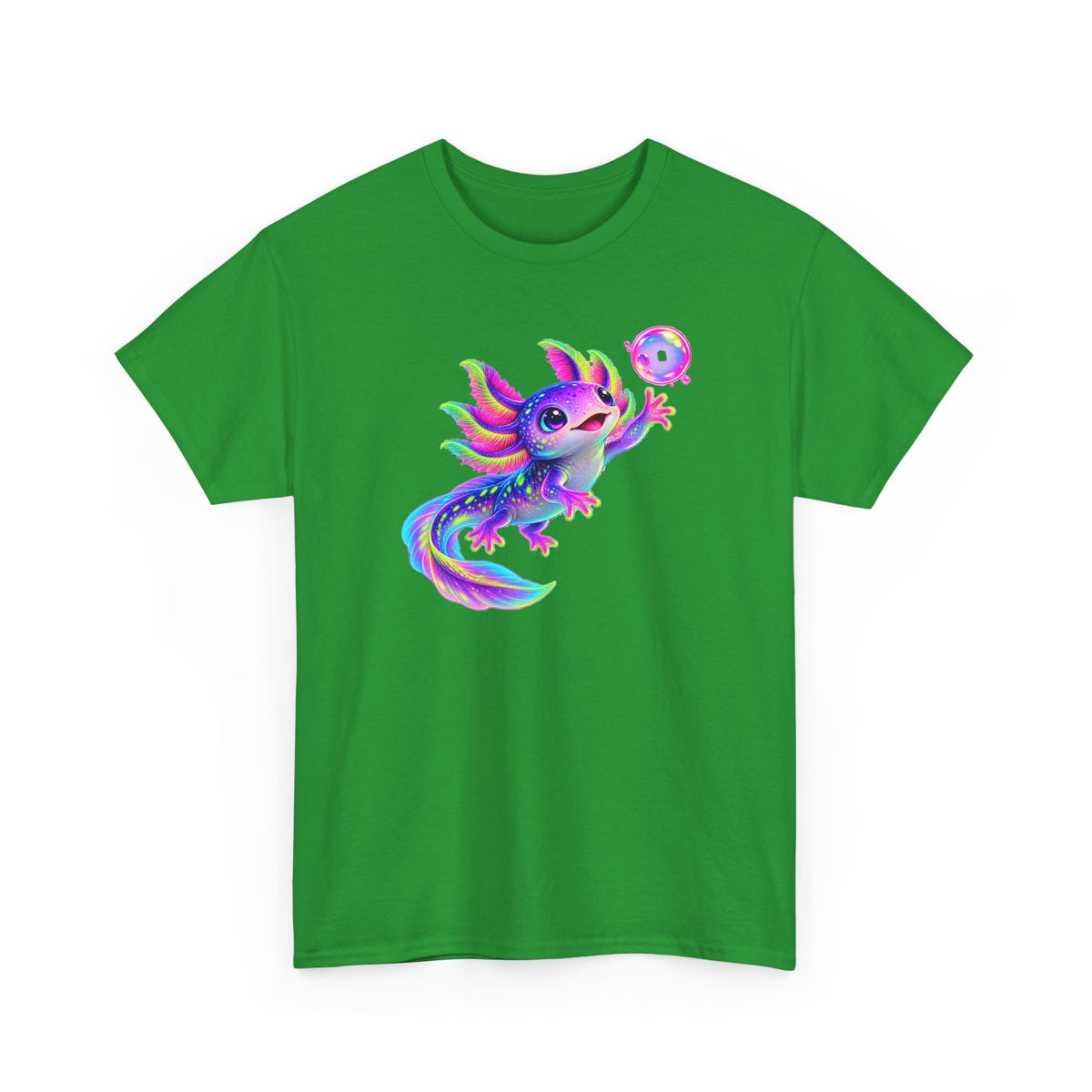 Neon Axolotl Reaching for a Bubble T-Shirt