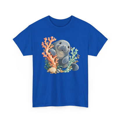 Chubby Mermaid Coral Curiosity Manatee T-Shirt