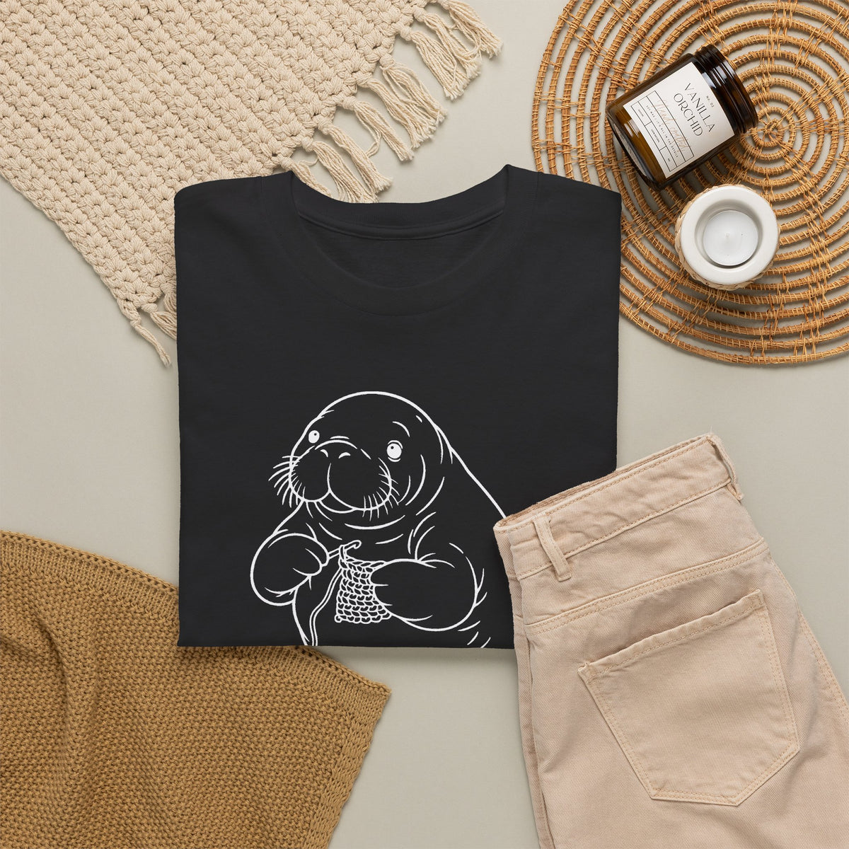 Chubby Mermaid Coastal Crochet Manatee T-Shirt
