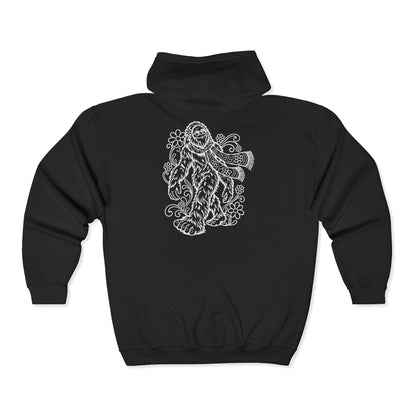 Groovy Spectacled Sasquatch Zip-Up Hoodie
