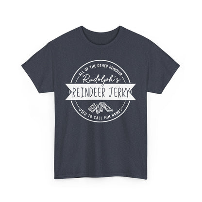 Rudolph’s Reindeer Jerky T-Shirt | Christmas Humor – White Ink