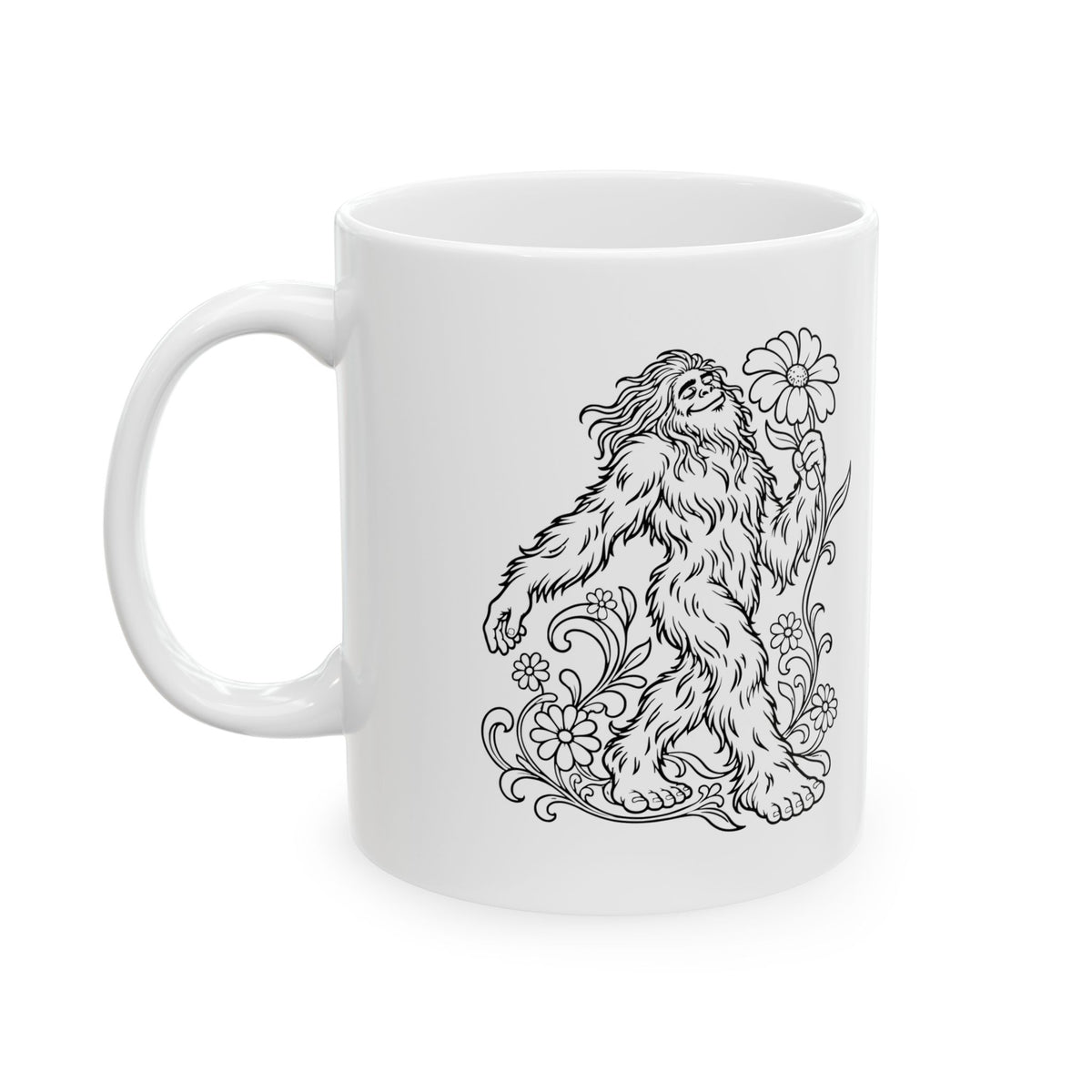 Swaying Sasquatch with a Flower Mug