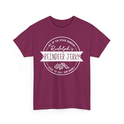 Rudolph’s Reindeer Jerky T-Shirt | Christmas Humor – White Ink