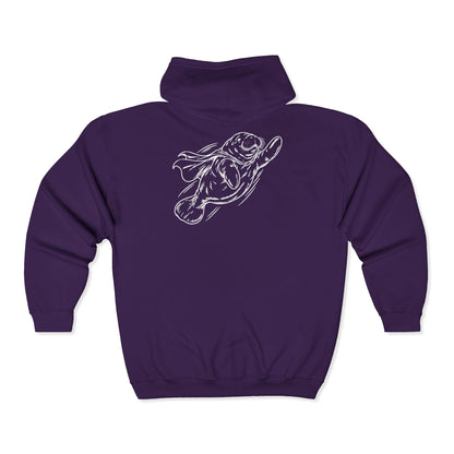 Chubby Manatee Takes Flight Zip-Up Hoodie