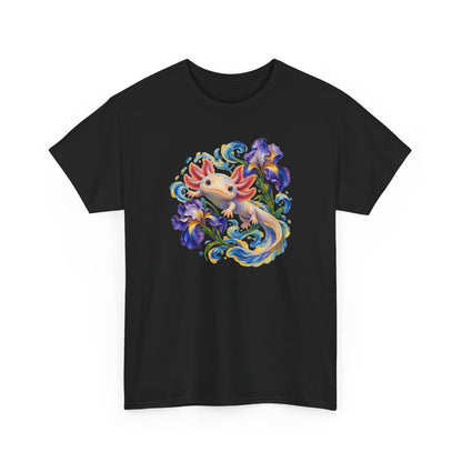 Axolotl Among Swirling Purple Irises T-Shirt
