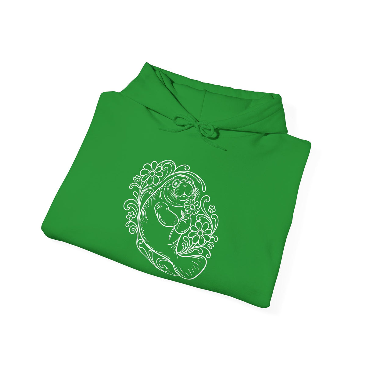 Groovy Spectacled Manatee with Daisy Pullover Hoodie