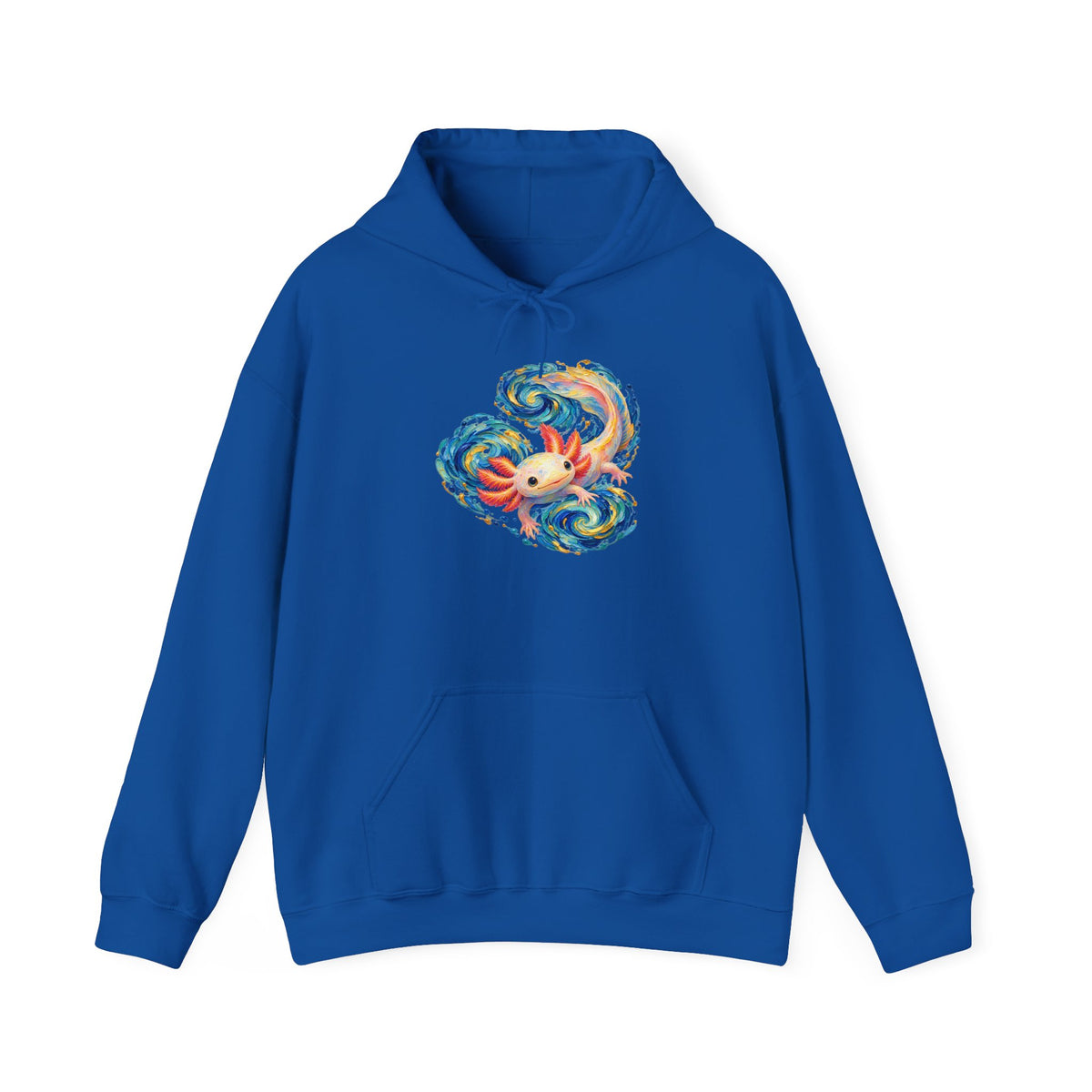 Swirling Axolotl in Turquoise Currents Pullover Hoodie