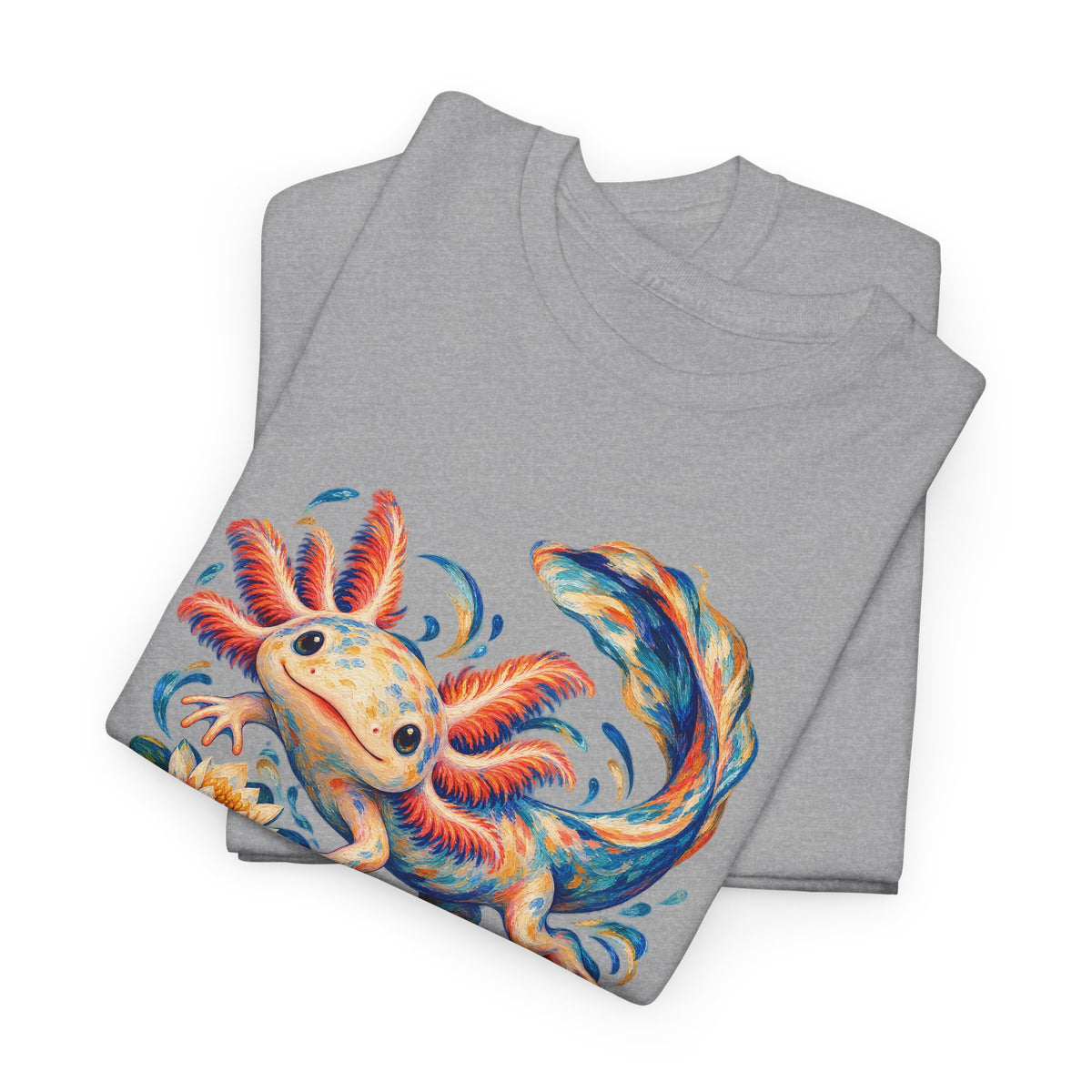 Swirling Axolotl and Lily Bloom T-Shirt