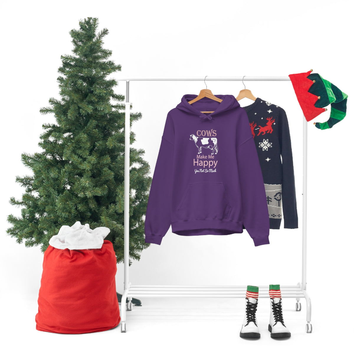 Cow Happy - Heavy Hooded Sweatshirt