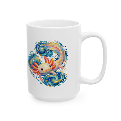 Swirling Axolotl in Turquoise Currents Mug