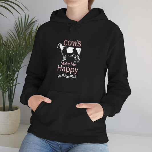 Cow Happy - Heavy Hooded Sweatshirt