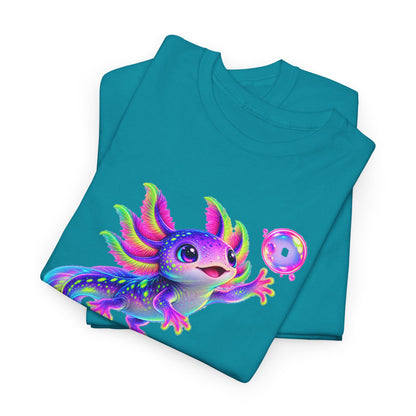 Neon Axolotl Reaching for a Bubble T-Shirt