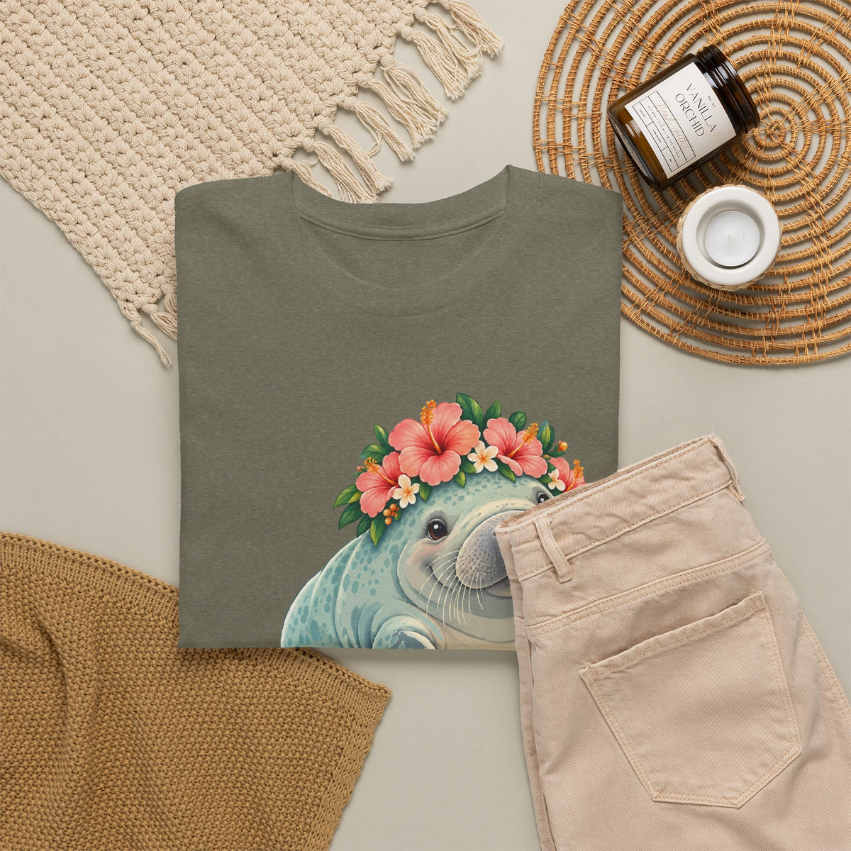 Chubby Mermaid Flower Crown Manatee T-Shirt