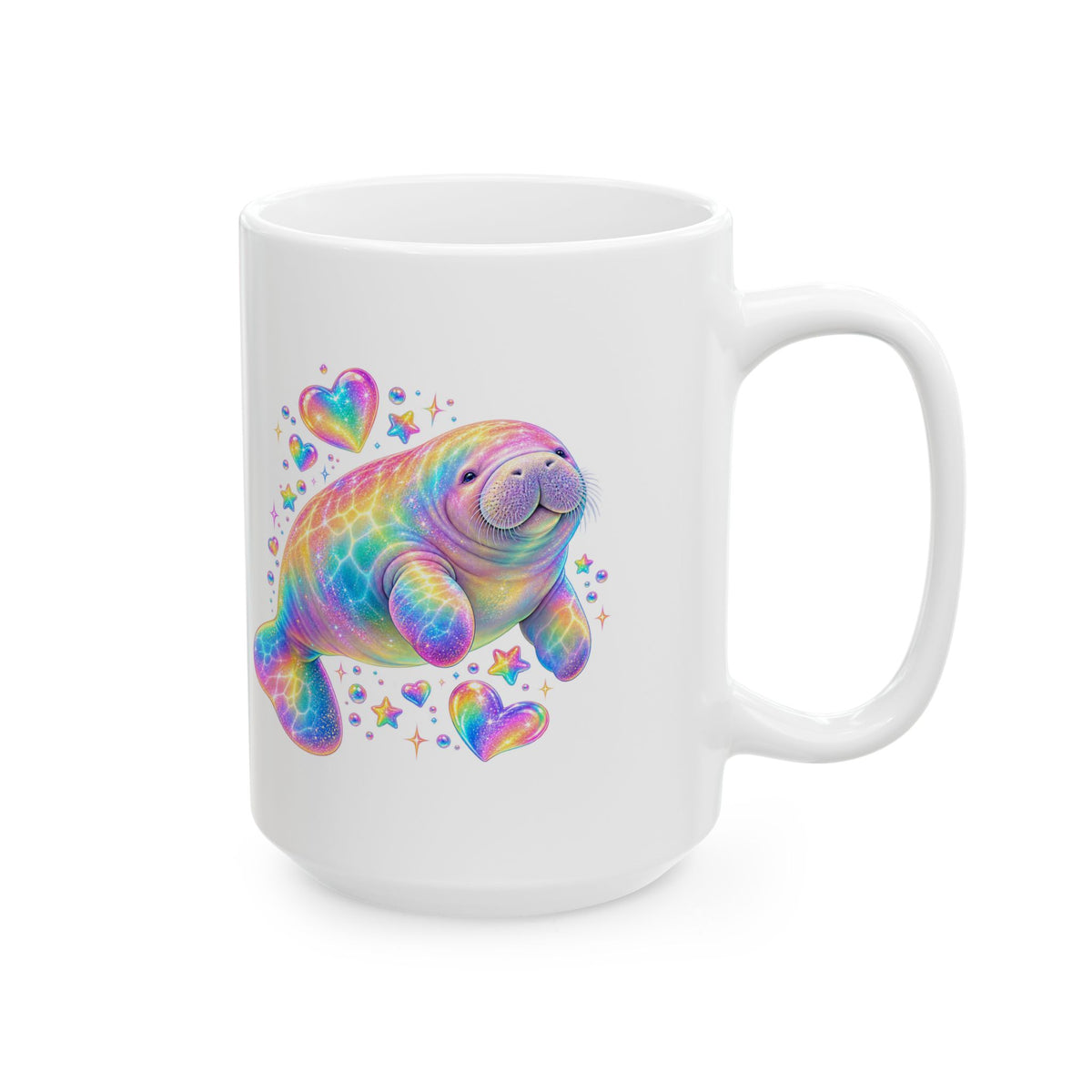 Rainbow manatee hearts and stars Mug