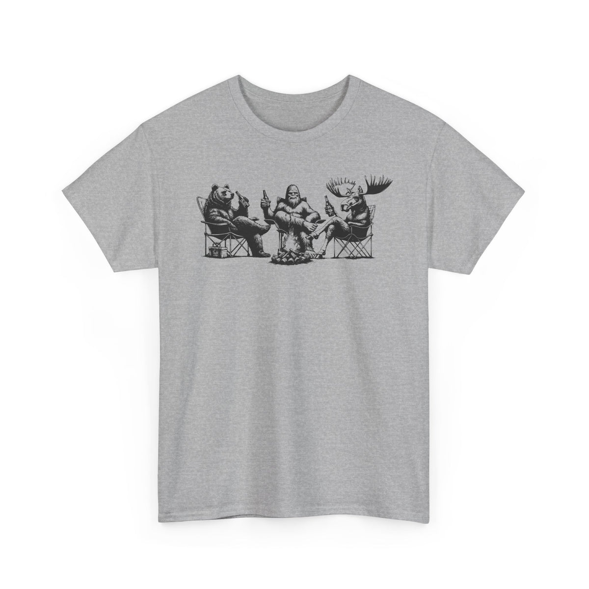 Bear, Bigfoot & Moose Camping T-Shirt | Unisex Graphic Tee