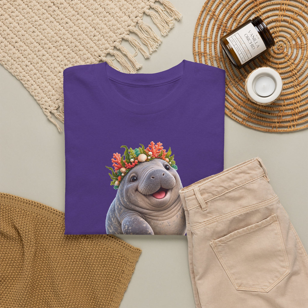 Cheerful Coral Crown Manatee T-Shirt